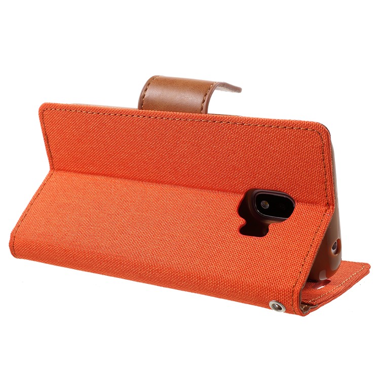 MERCURY GOOSPERY Canvas Diary Leather Wallet Shell for Samsung Galaxy J2 Pro 2018 - Orange-5