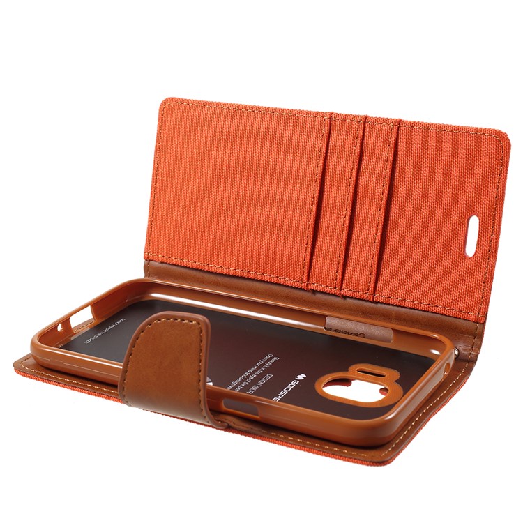 MERCURY GOOSPERY Canvas Diary Leather Wallet Shell for Samsung Galaxy J2 Pro 2018 - Orange-6