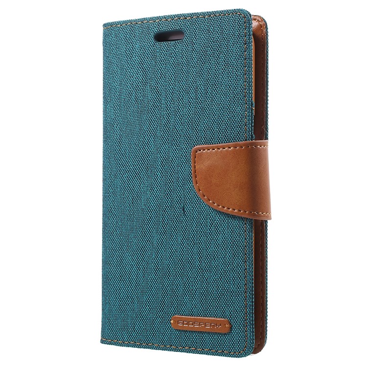 MERCURY GOOSPERY Canvas Diary Leather Wallet Shell Case for Samsung Galaxy J2 Pro 2018 - Green-2