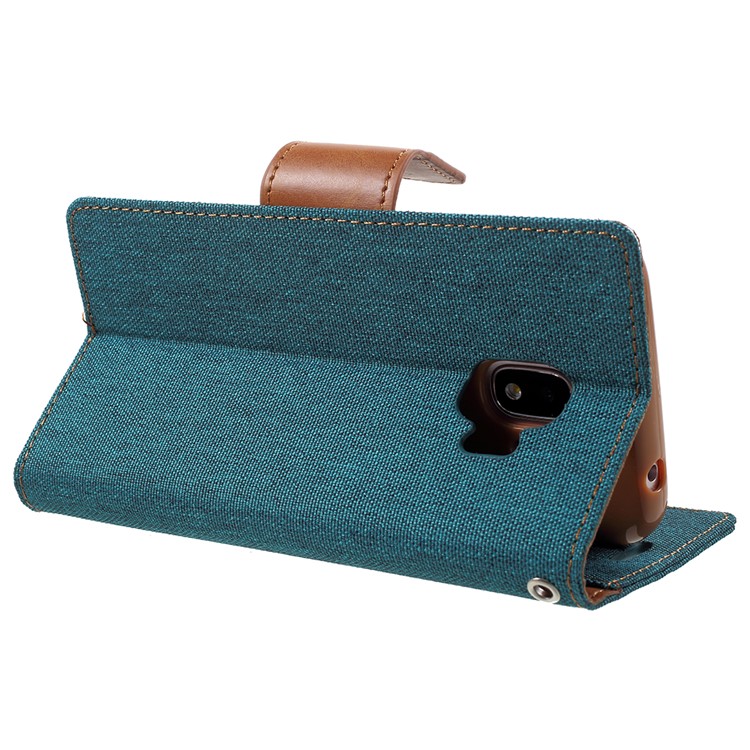 MERCURY GOOSPERY Canvas Diary Leather Wallet Shell Case for Samsung Galaxy J2 Pro 2018 - Green-5