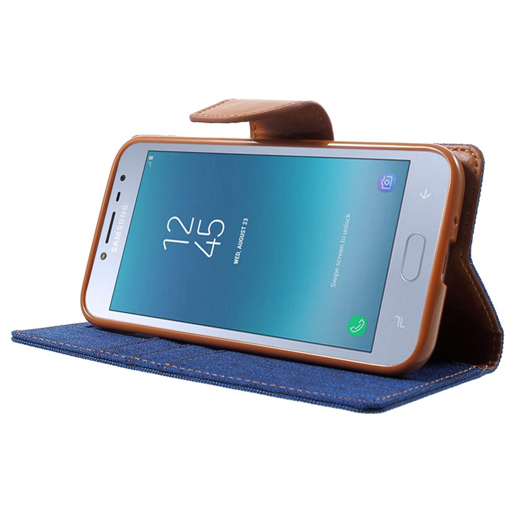 MERCURY GOOSPERY-canvas-Tagebuch-Leder-wallet-Zubehör Cover Für Samsung Galaxy J2 Pro 2018 - Baby Blue-4