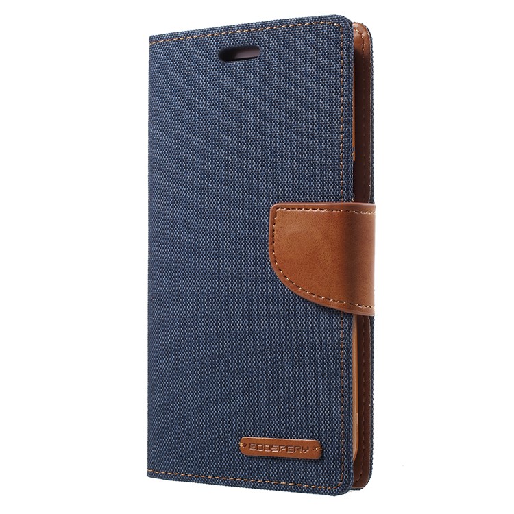 MERCURY GOOSPERY Canvas Diary Leather Wallet Accessory Case for Samsung Galaxy J2 Pro 2018 - Dark Blue-2