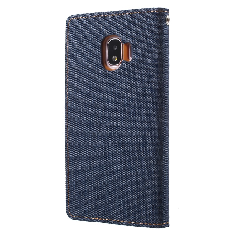 MERCURY GOOSPERY Canvas Diary Leather Wallet Accessory Case for Samsung Galaxy J2 Pro 2018 - Dark Blue-3