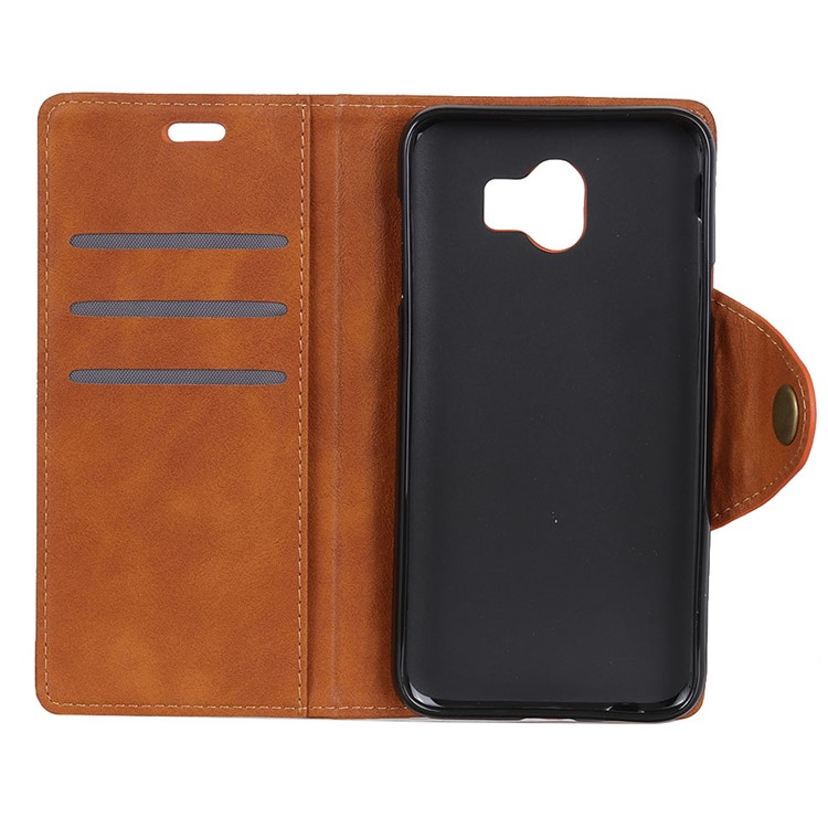 Wallet Stand Leather Phone Case Accessory for Samsung Galaxy J4 (2018) - Brown-7