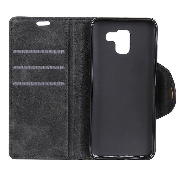 PU Leather Wallet Stand Mobile Phone Cover for Samsung Galaxy J6 (2018) - Black-7