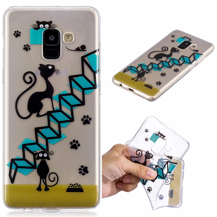 Pattern Printing IMD TPU Phone Cover for Samsung Galaxy S9 SM-G960 - Cat Climbing Stairs-1