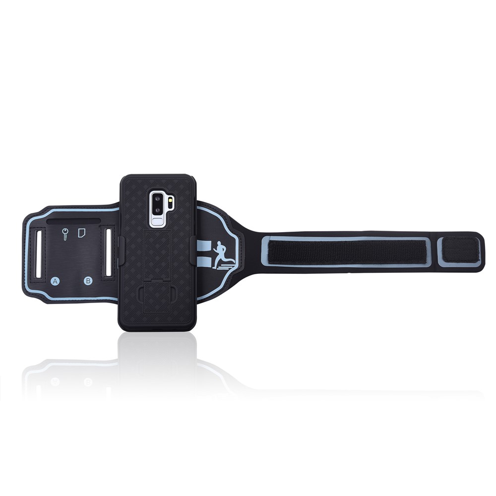 Padrão De Tecido Braçadeira Esporte Case Com Suporte Para Samsung Galaxy S9 Plus SM-G965 - Preto-2