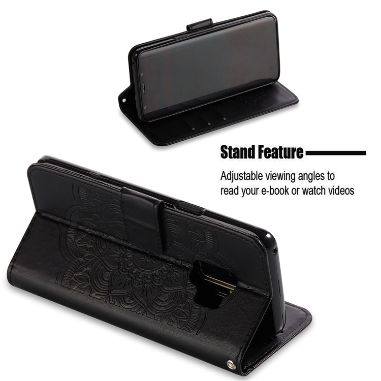 Imprint Dream Catcher Leather Wallet Case for Samsung Galaxy S9 SM-G960 - Black-3