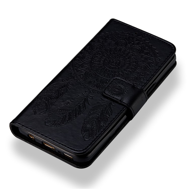 Imprint Dream Catcher Leather Wallet Case for Samsung Galaxy S9 SM-G960 - Black-4