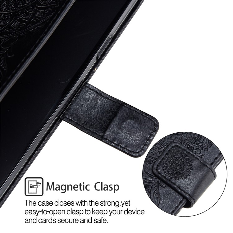 Imprint Dream Catcher Leather Wallet Case for Samsung Galaxy S9 SM-G960 - Black-6