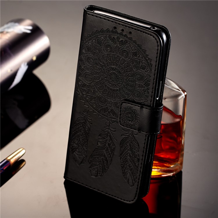 Imprint Dream Catcher Leather Wallet Case for Samsung Galaxy S9 SM-G960 - Black-7