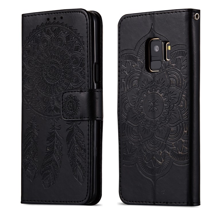 Imprint Dream Catcher Leather Wallet Case for Samsung Galaxy S9 SM-G960 - Black-8
