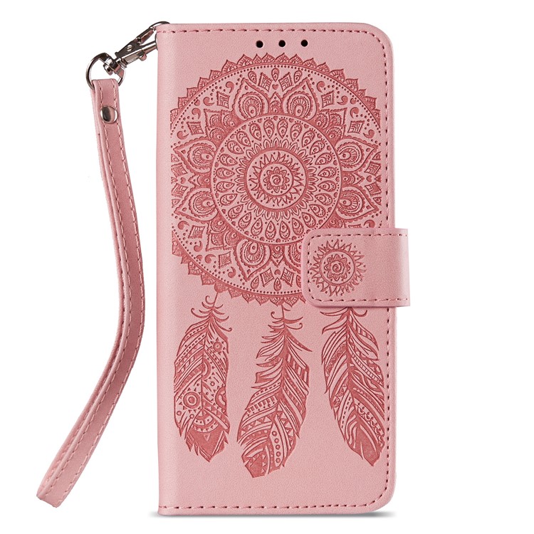 Impressão Dream Catcher Wallet Couro Stand Case Para Samsung Galaxy S9 SM-G960 - Rosa-2