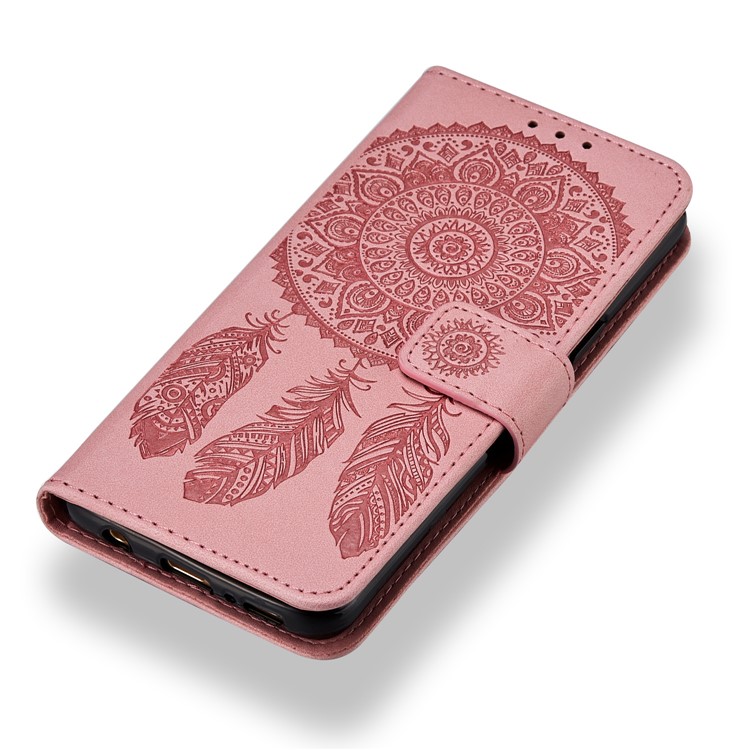 Impressão Dream Catcher Wallet Couro Stand Case Para Samsung Galaxy S9 SM-G960 - Rosa-4