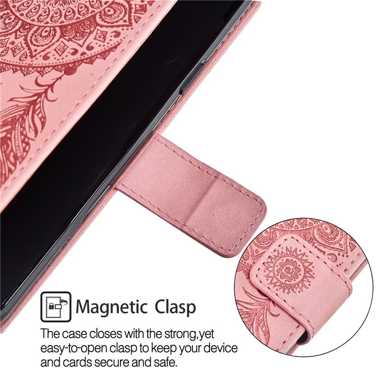 Impressão Dream Catcher Wallet Couro Stand Case Para Samsung Galaxy S9 SM-G960 - Rosa-6