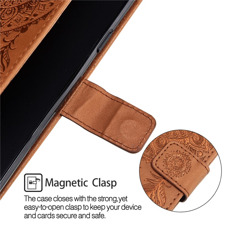 Imprint Dream Catcher Stand Leather Wallet Case for Samsung Galaxy S9 SM-G960 - Brown-6