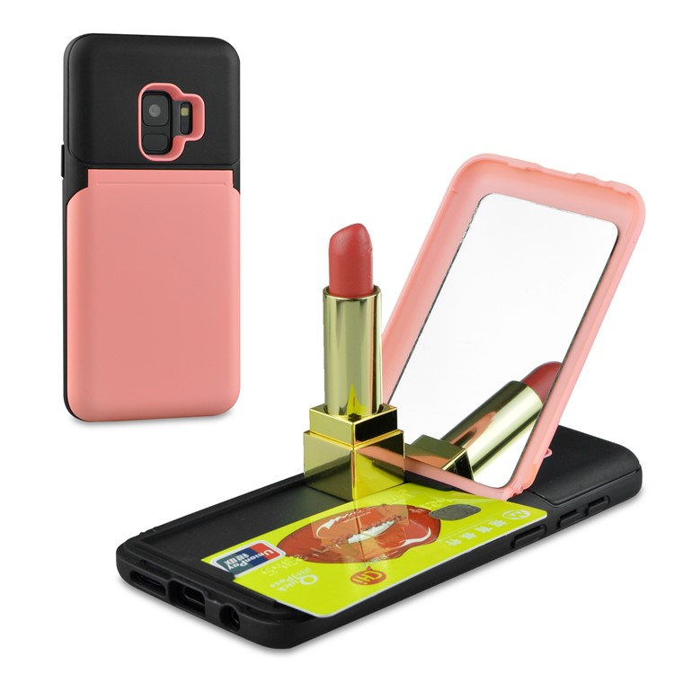 

ANGIBABE Hidden Mirror Kickstand PC + TPU Hybrid Cover for Samsung Galaxy S9 G960 - Pink