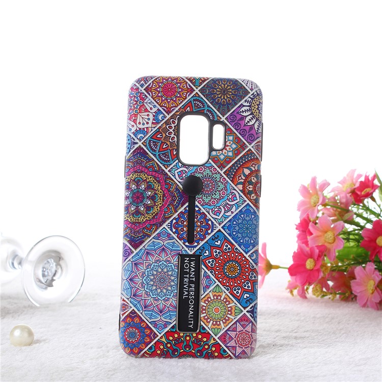 

Embossment Ethnic Pattern TPU + PC Hybrid Mobile Accessory Case with Kickstand for Samsung Galaxy S9 SM-G960 - Mixture