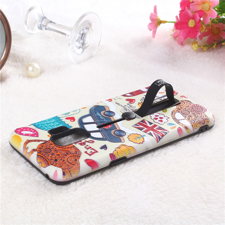 Embossment Cartoon Pattern TPU + PC Hybrid Phone Shell with Kickstand for Samsung Galaxy S9 SM-G960 - London Bus-2