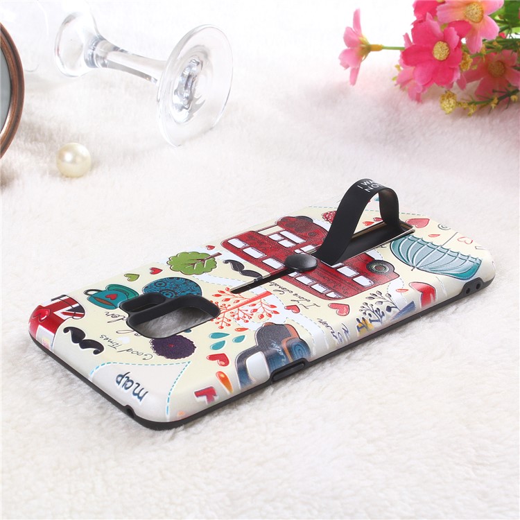 Embossment Cartoon Pattern TPU + PC Hybrid Phone Cover with Kickstand for Samsung Galaxy S9 SM-G960 - London Car-2