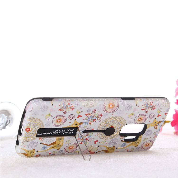 Embossment Cartoon Pattern TPU + PC Hybrid Phone Case with Kickstand for Samsung Galaxy S9 SM-G960 - Deer-7