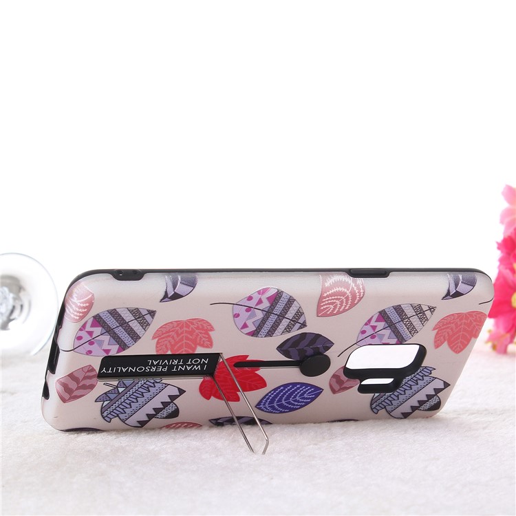 Embossment Cartoon Pattern TPU + PC Hybrid Phone Cover with Kickstand for Samsung Galaxy S9 SM-G960 - Leaves-7