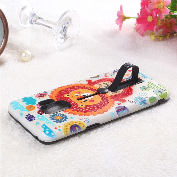 Embossment Cartoon Pattern TPU + PC Hybrid Cell Phone Shell with Kickstand for Samsung Galaxy S9 SM-G960 - Lion-2