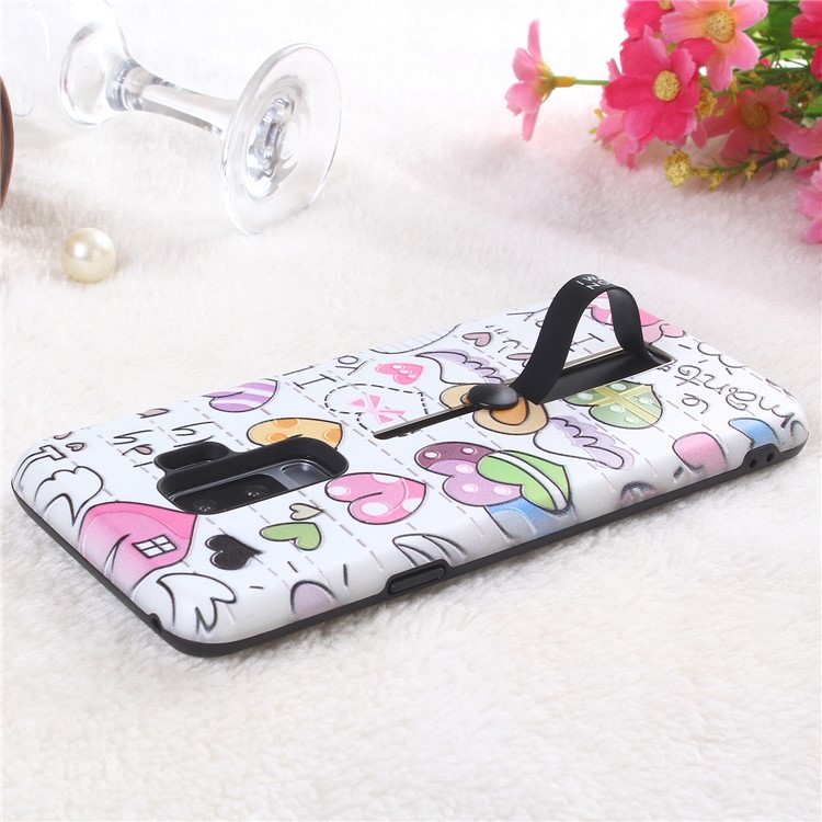 Embossment Cartoon Pattern TPU + PC Hybrid Mobile Phone Shell with Kickstand for Samsung Galaxy S9 Plus SM-G965 - Hearts-2