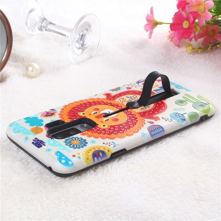 Embossment Cartoon Pattern TPU + PC Hybrid Cell Phone Shell with Kickstand for Samsung Galaxy S9+ SM-G965 - Lion-2
