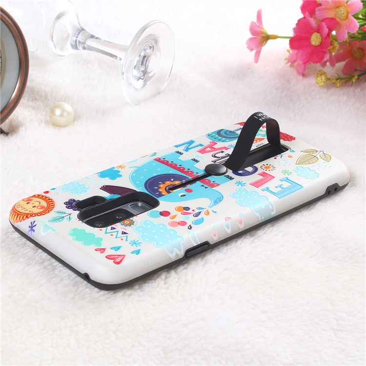 Embossment Cartoon Pattern TPU + PC Hybrid Mobile Phone Cover with Kickstand for Samsung Galaxy S9+ SM-G965 - Elephant-2