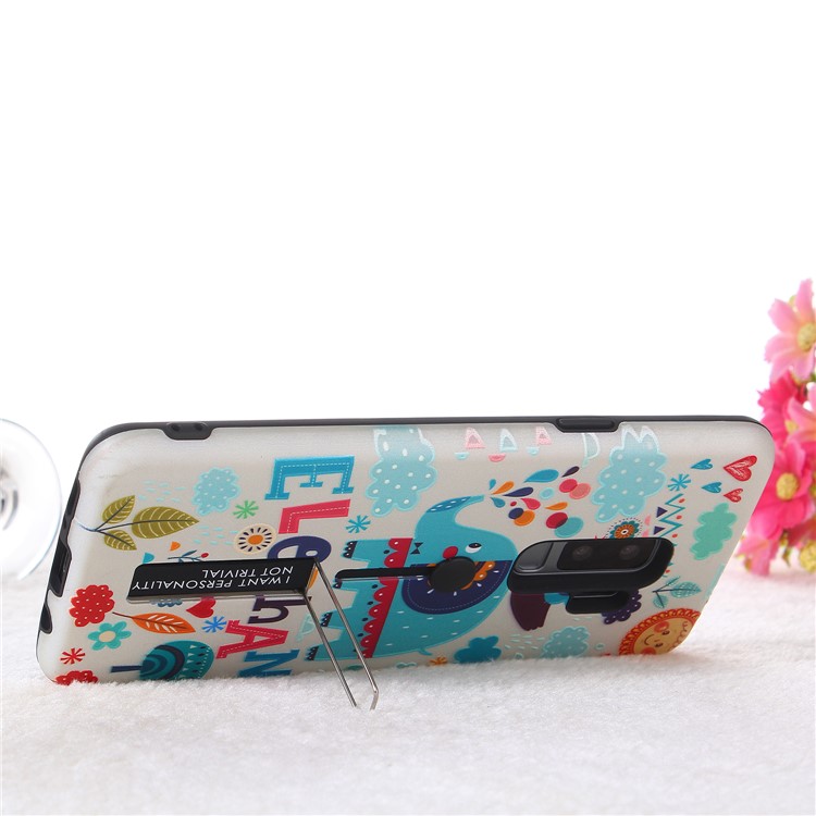 Embossment Cartoon Pattern TPU + PC Hybrid Mobile Phone Cover with Kickstand for Samsung Galaxy S9+ SM-G965 - Elephant-7