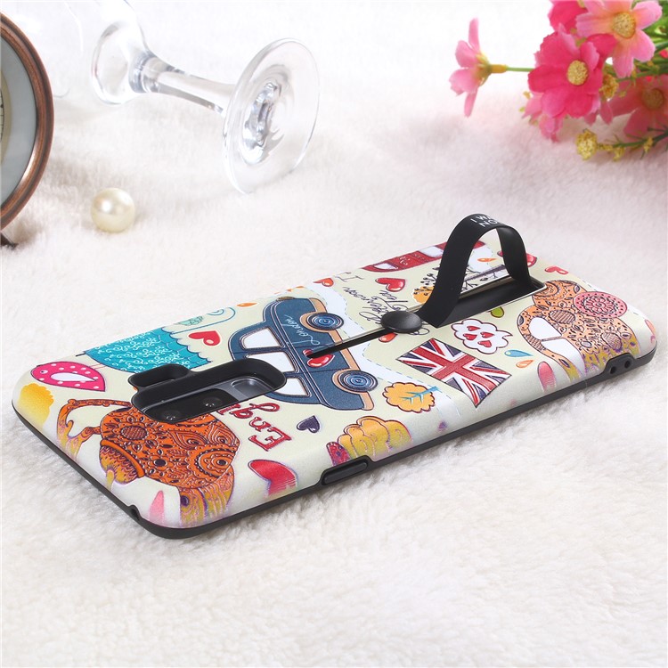 Embossment Cartoon Pattern TPU + PC Combo Cell Phone Cover with Kickstand for Samsung Galaxy S9+ SM-G965 - London Car-2