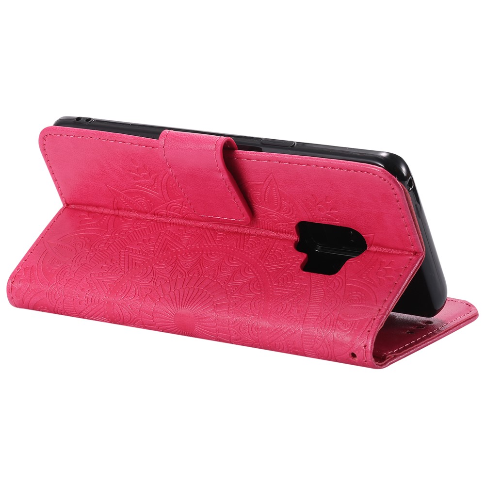 Imprint Butterfly Flower Leather Wallet Cover for Samsung Galaxy S9 SM-G960 - Rose-3