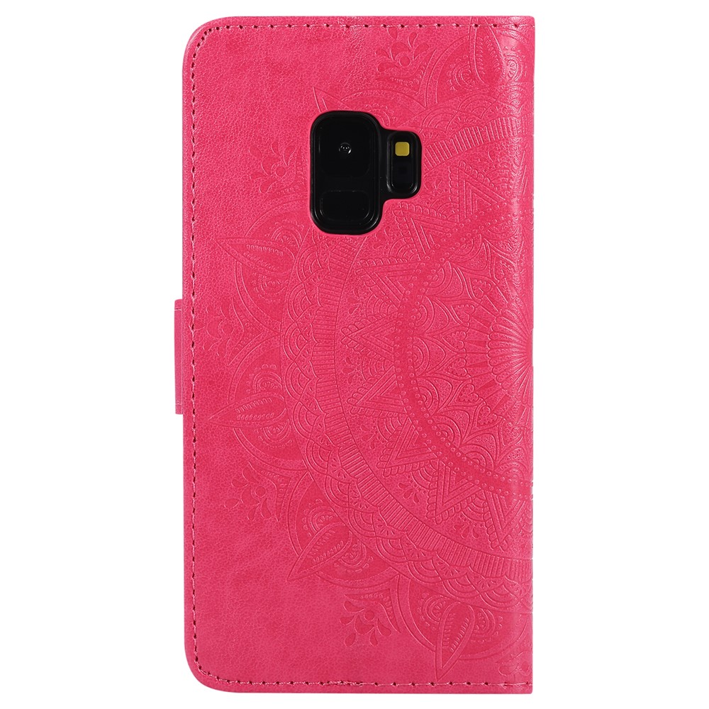 Imprint Butterfly Flower Leather Wallet Cover for Samsung Galaxy S9 SM-G960 - Rose-5