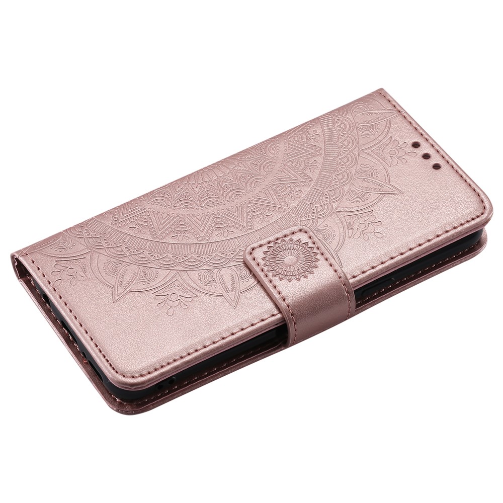 Impresión de la Billetera de Cuero de Flores de Mariposa Para Samsung Galaxy S9 SM-G960 - Oro Rosa-5