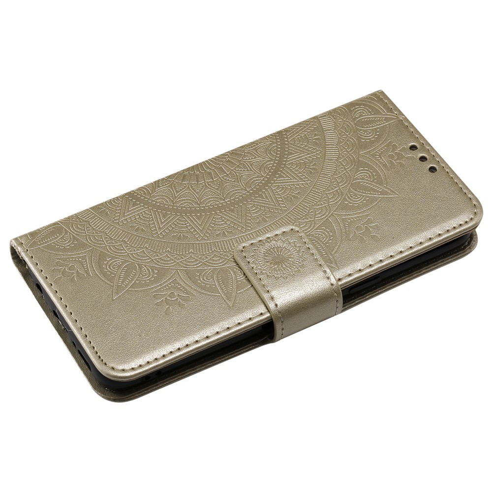 Imprint Butterfly Flower Magnetic Leather Wallet Case for Samsung Galaxy S9 SM-G960 - Champagne Gold-5