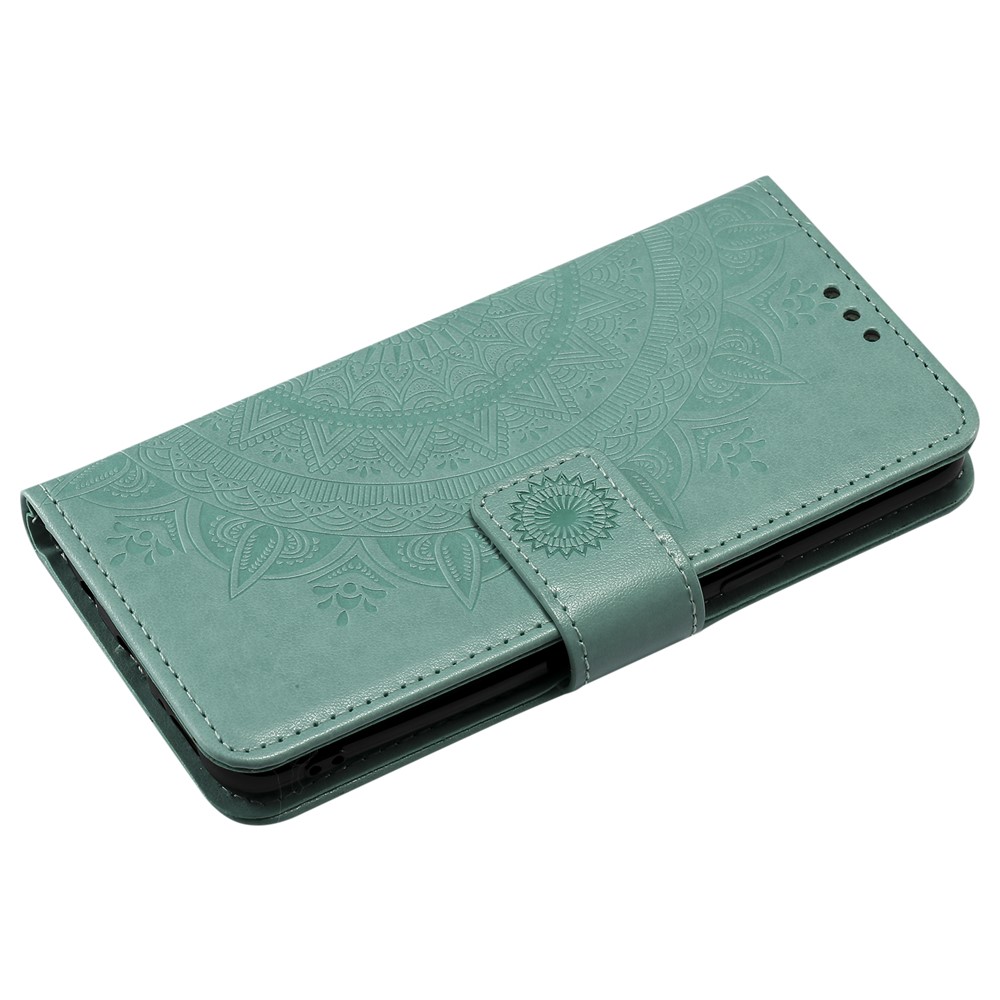 Imprint Butterfly Flower Wallet Leather Stand Case for Samsung Galaxy S9 SM-G960 - Cyan-5