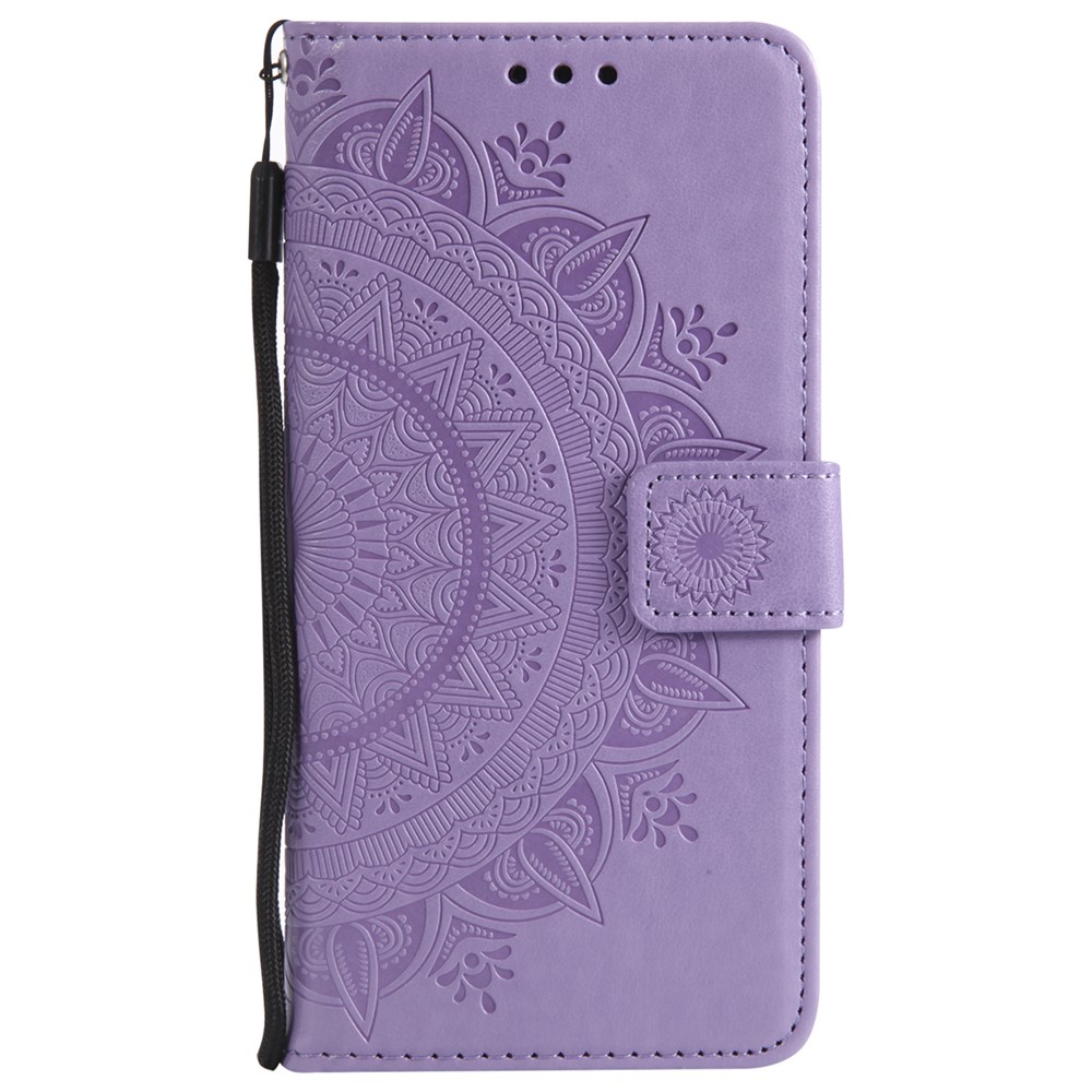 Imprint Butterfly Flower Leather Wallet Case Phone Cover for Samsung Galaxy S9 SM-G960 - Purple-2
