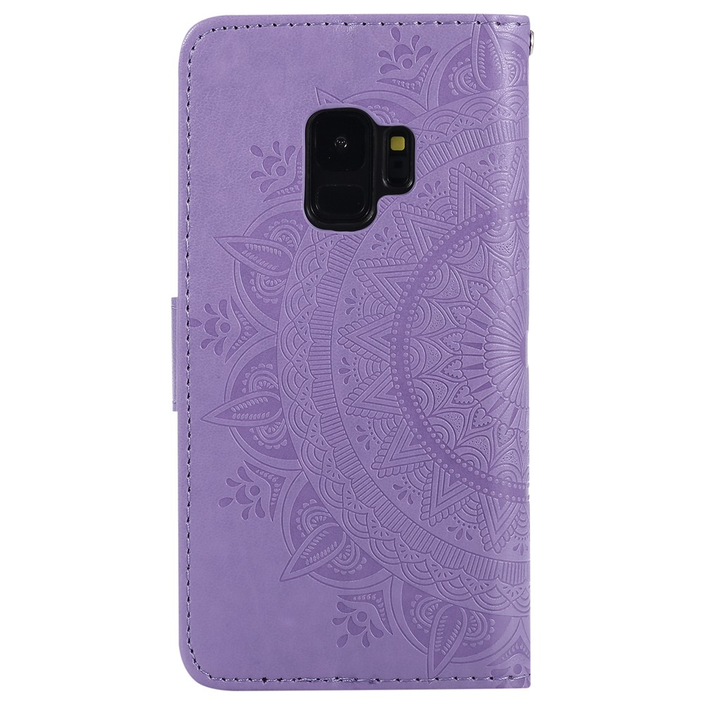 Imprint Butterfly Flower Leather Wallet Case Phone Cover for Samsung Galaxy S9 SM-G960 - Purple-3