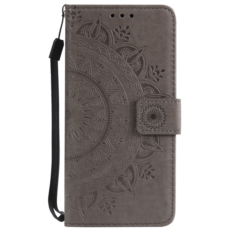Imprint Butterfly Flower Leather Wallet Case for Samsung Galaxy S9+ SM-G965 - Grey-2