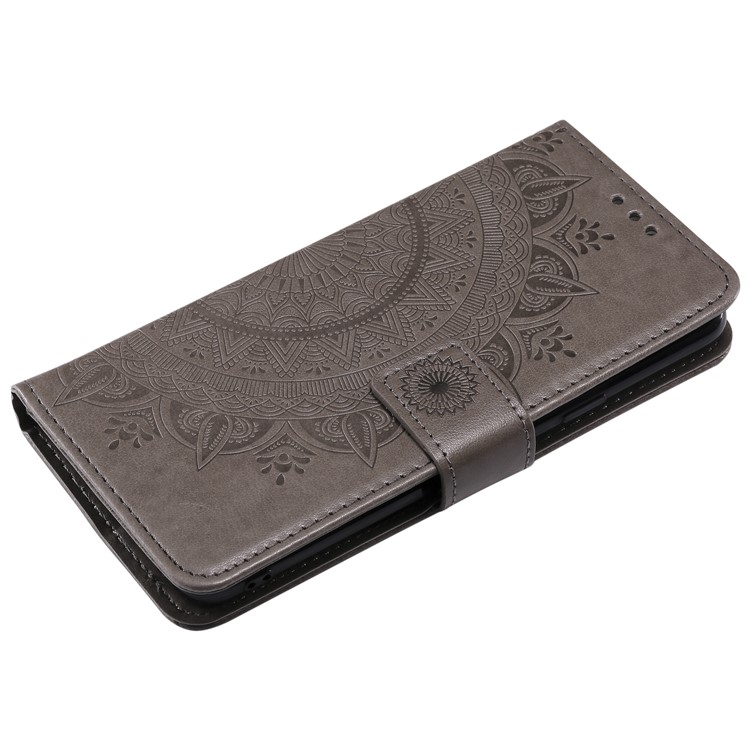 Imprint Butterfly Flower Leather Wallet Case for Samsung Galaxy S9+ SM-G965 - Grey-5