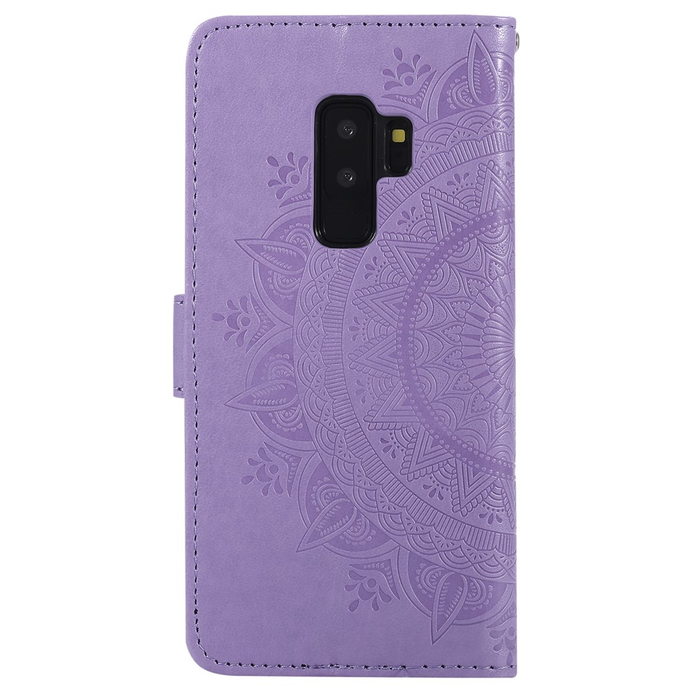 Imprint Butterfly Flower Wallet Leather Stand Case for Samsung Galaxy S9+ SM-G965 - Purple-3