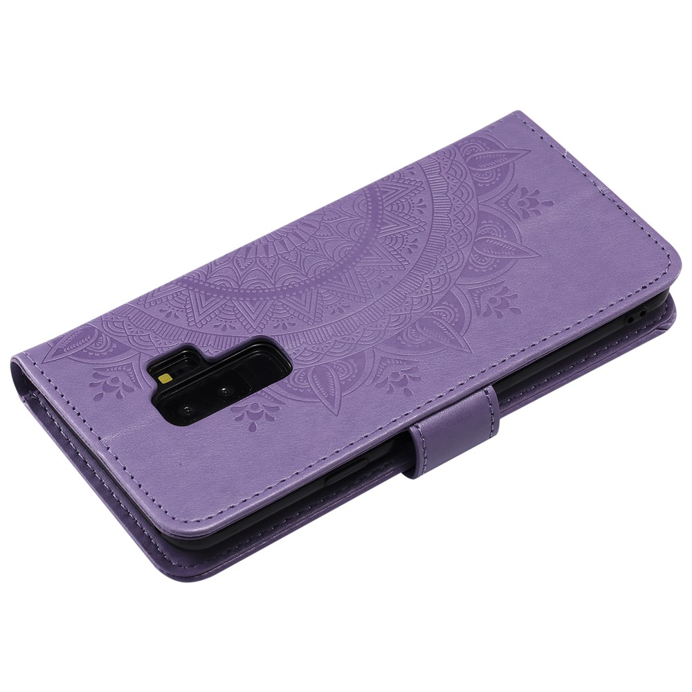 Imprint Butterfly Flower Wallet Leather Stand Case for Samsung Galaxy S9+ SM-G965 - Purple-6