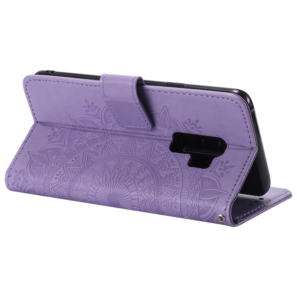 Imprint Butterfly Flower Wallet Leather Stand Case for Samsung Galaxy S9+ SM-G965 - Purple-7