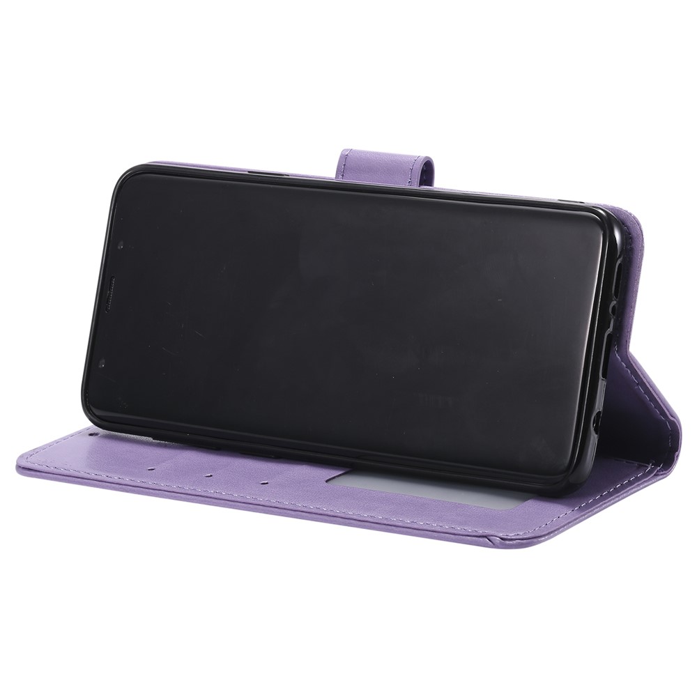 Imprint Butterfly Flower Wallet Leather Stand Case for Samsung Galaxy S9+ SM-G965 - Purple-8