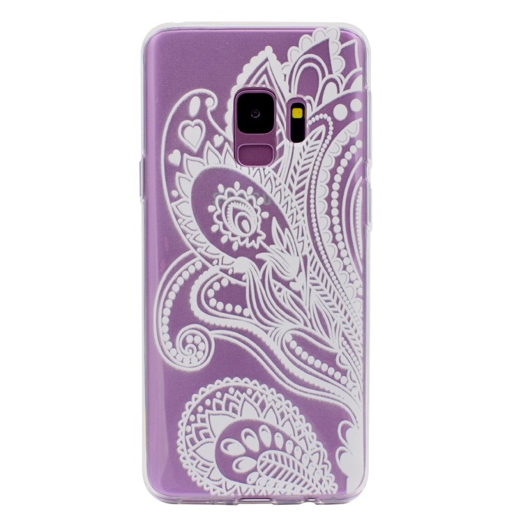 Pattern Printing TPU Mobile Phone Casing for Samsung Galaxy S9 SM-G960 - White Flower Pattern-2