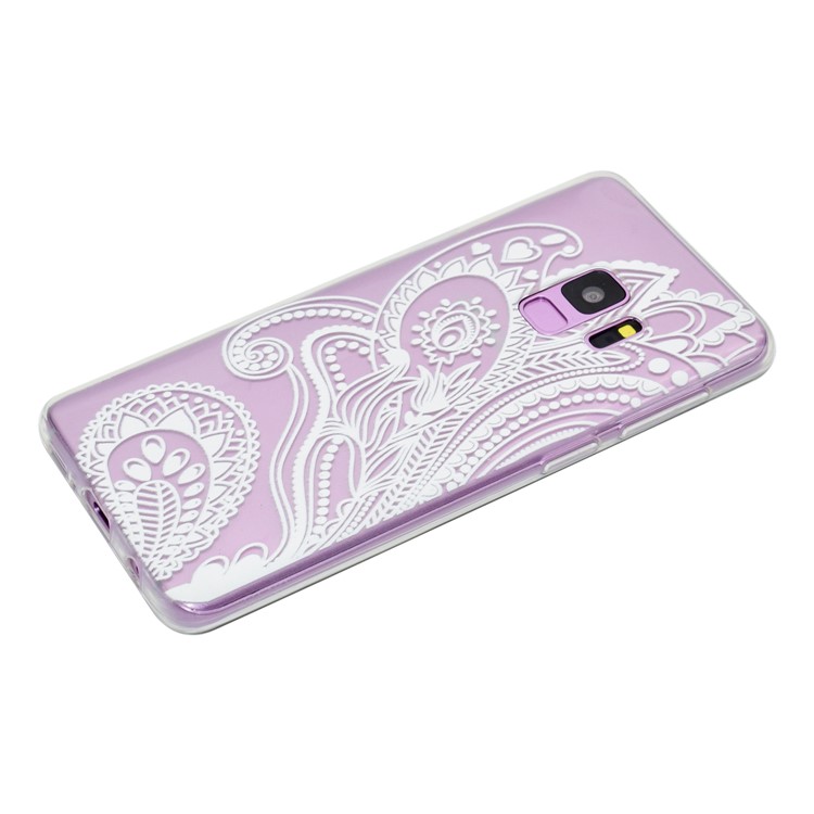 Pattern Printing TPU Mobile Phone Casing for Samsung Galaxy S9 SM-G960 - White Flower Pattern-3