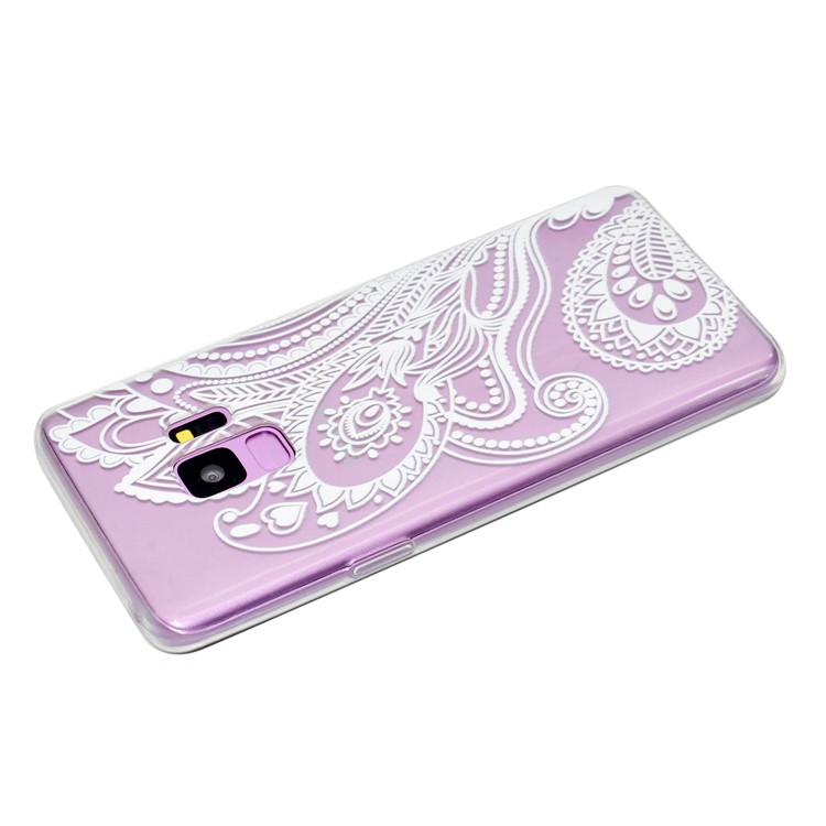 Pattern Printing TPU Mobile Phone Casing for Samsung Galaxy S9 SM-G960 - White Flower Pattern-4