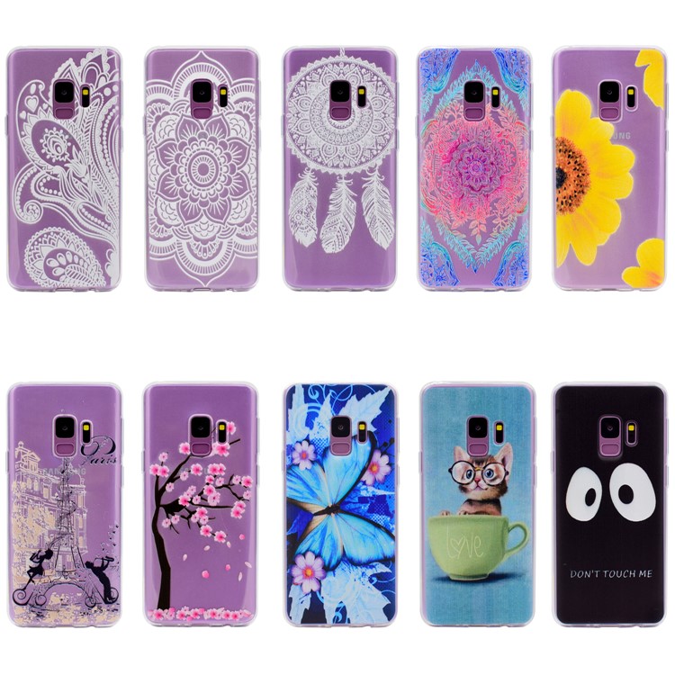 Pattern Printing TPU Mobile Phone Casing for Samsung Galaxy S9 SM-G960 - White Flower Pattern-6