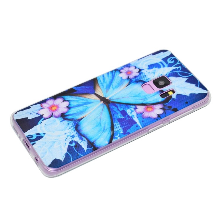 Pattern Printing TPU Cell Phone Casing for Samsung Galaxy S9 SM-G960 - Blue Butterfly-3
